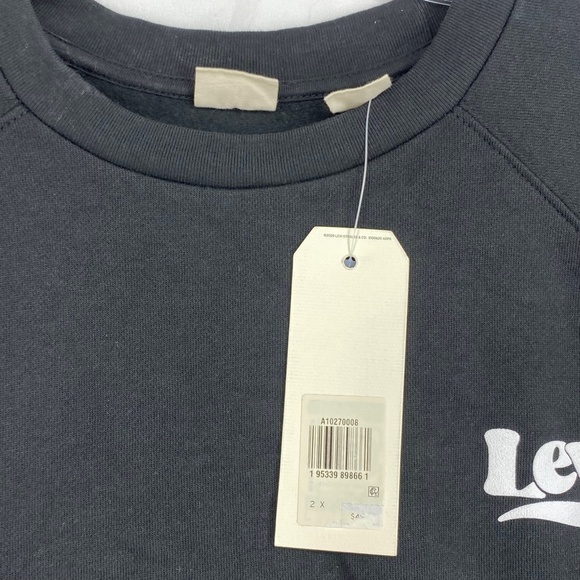 Levi's Womens Sz 2X Trendy Logo Pullover Sweatshirt Black Long Sleeves Cropped - Picture 6 of 10